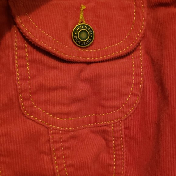 Old Navy sz. SMALL ladies corduroy jacket, long sleeve; Eisenhower style; red - Picture 5 of 6